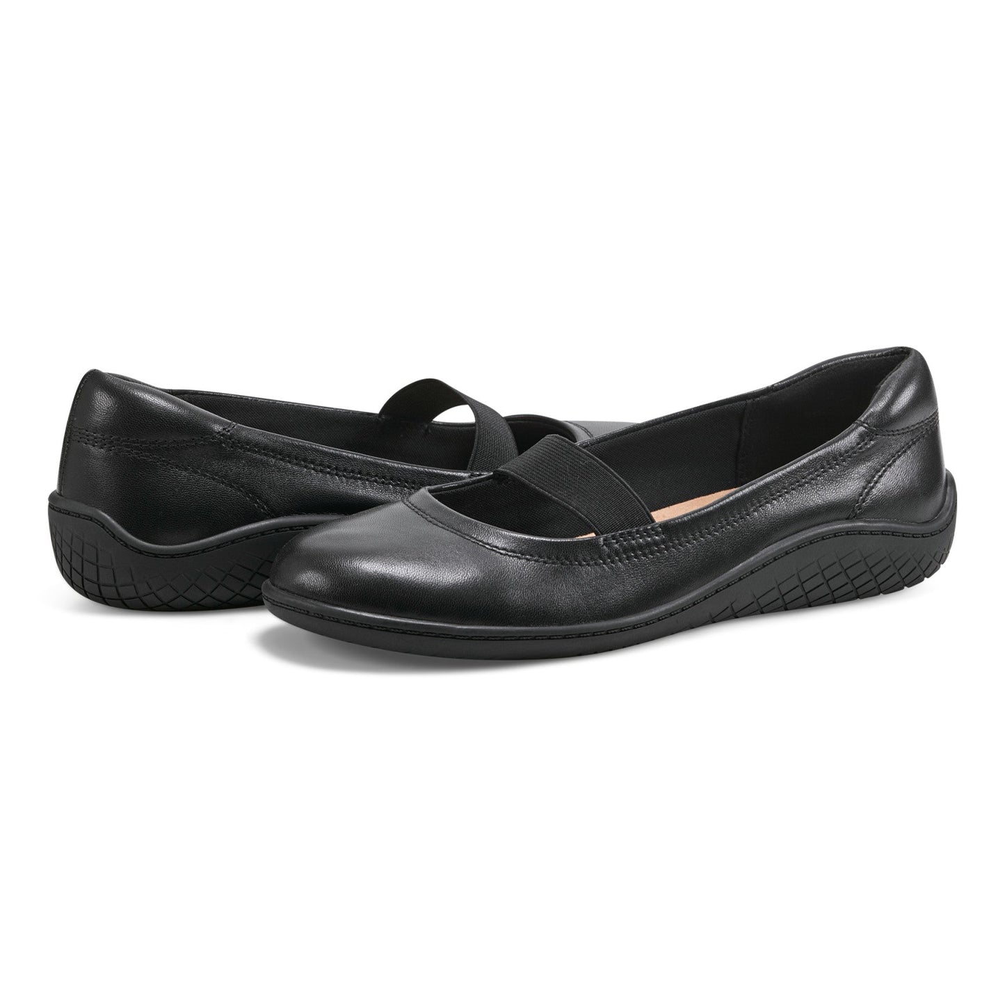 Easy Spirit Golden Mary Jane Casual Ballet Flats - Black Leather