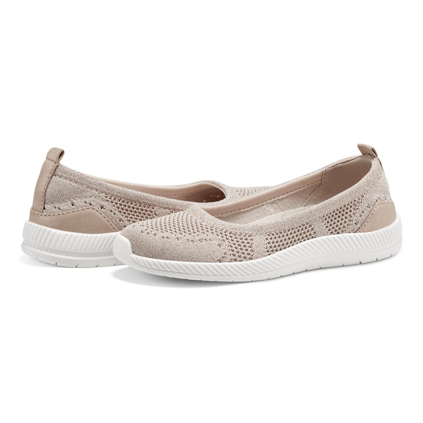 Easy Spirit Glitz Walking Shoes - Gold Knit