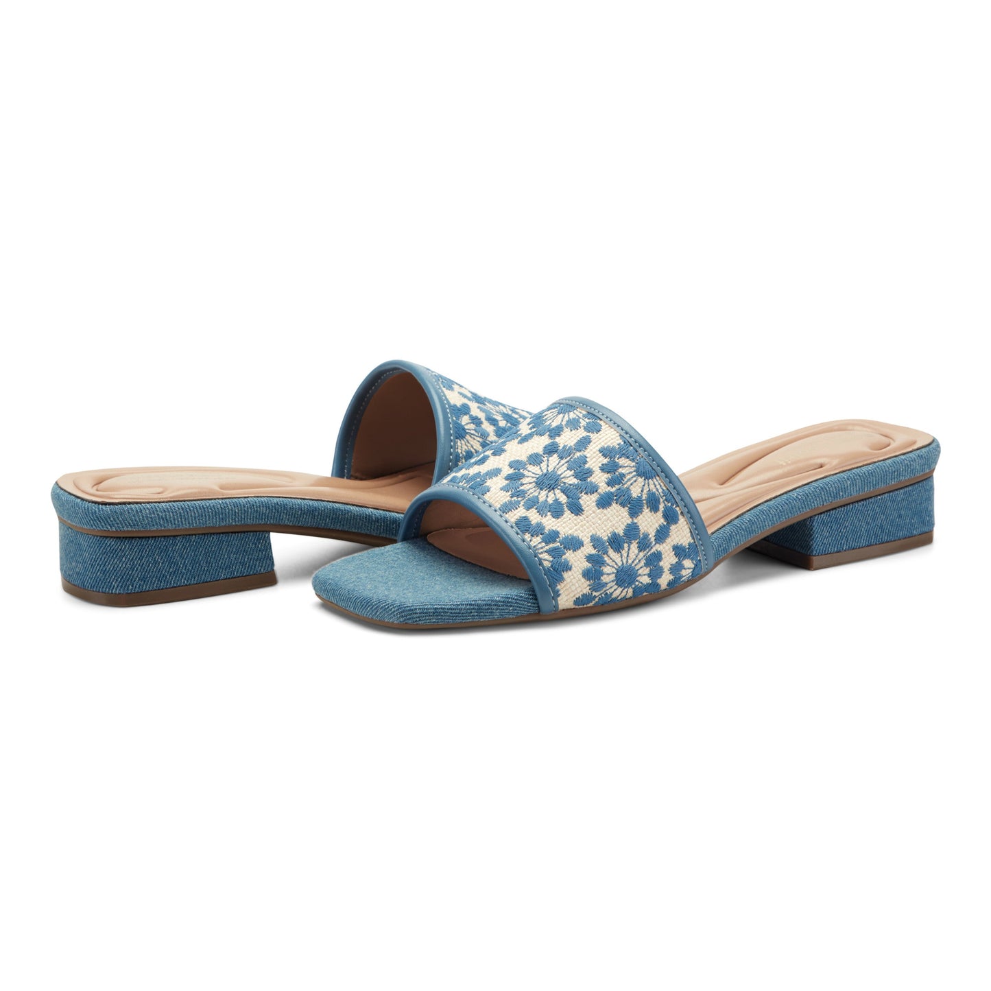 Easy Spirit Gianina Raffia Dress Sandals - Blue/Natural