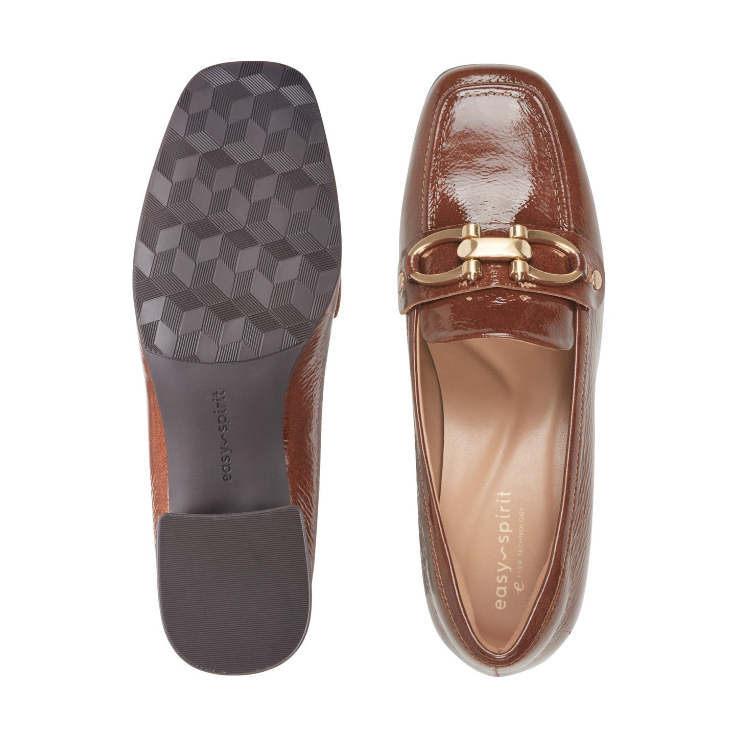 Easy Spirit Falyn Block Heel Loafers - Cognac Leather