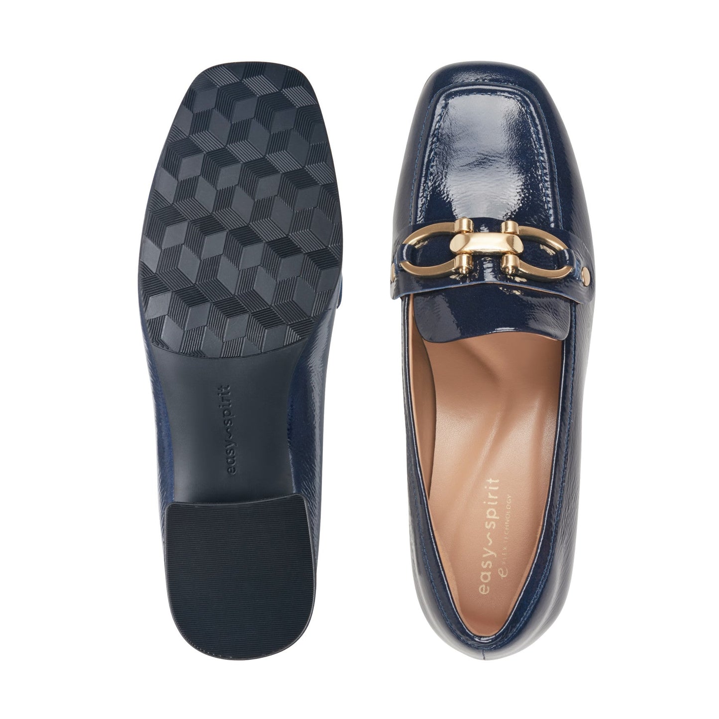 Easy Spirit Falyn Block Heel Loafers - Navy Leather