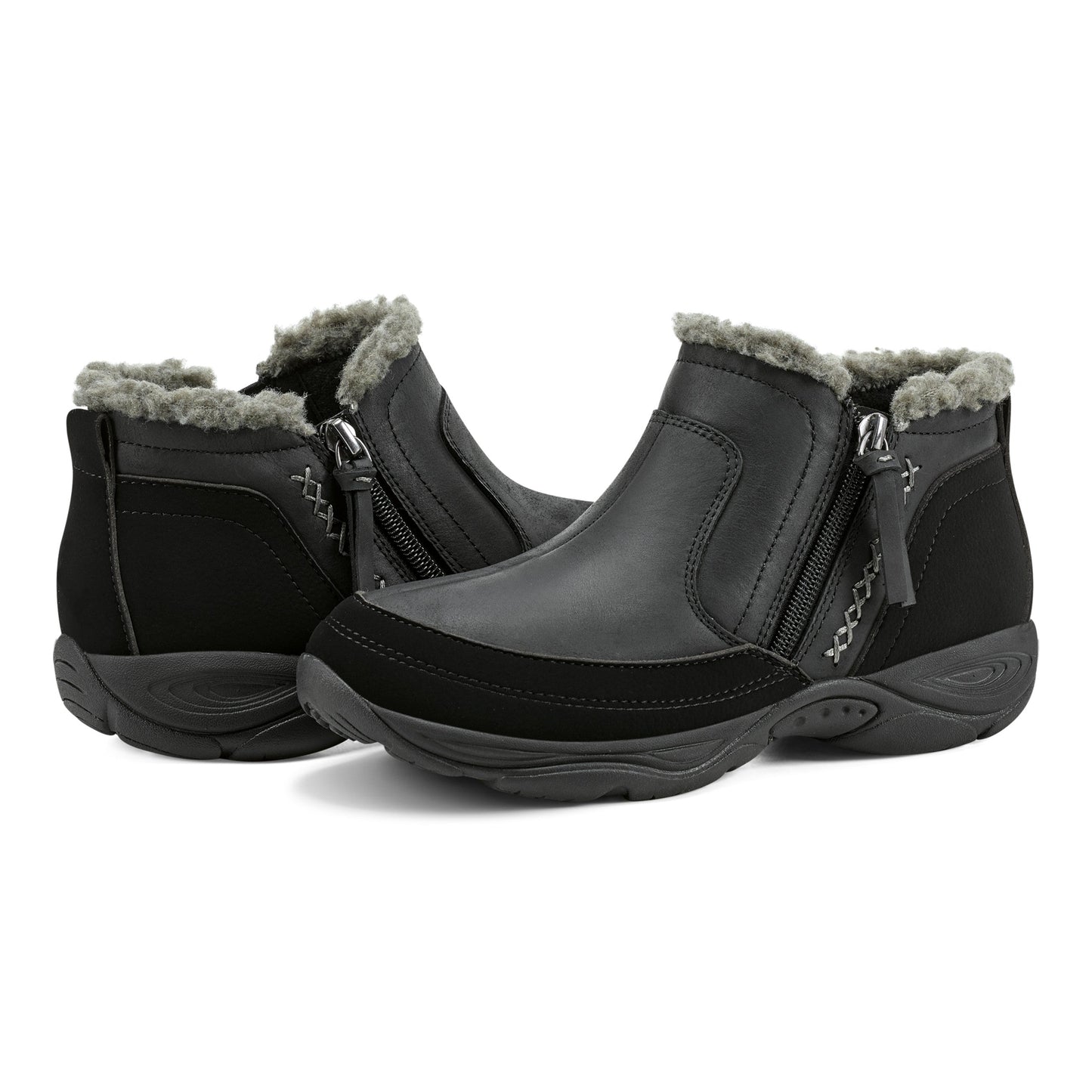 Easy Spirit Epic Cold Weather Booties - Black Leather