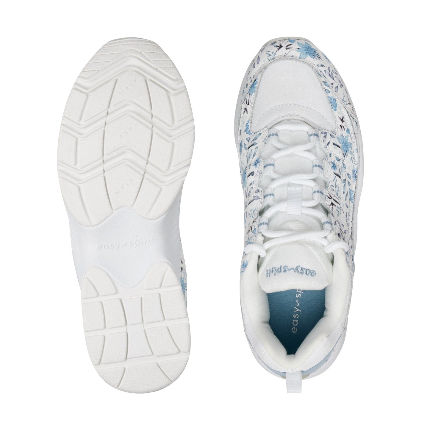 Easy Spirit Romy Walking Shoes - White/Blue Floral