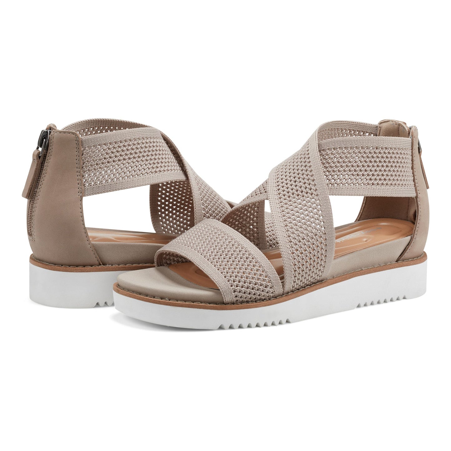 Easy Spirit Wander Flat Sandals - Taupe Knit
