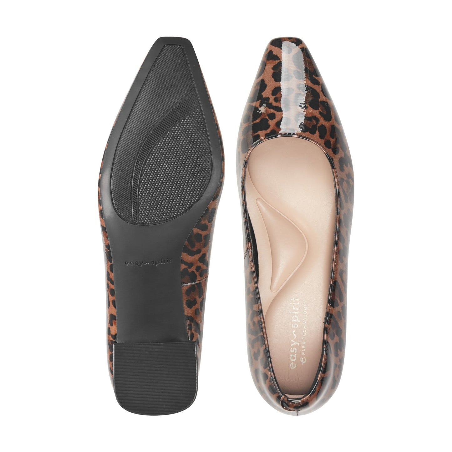 Easy Spirit Dorian Block Heel Pumps - Leopard Print Patent Leather