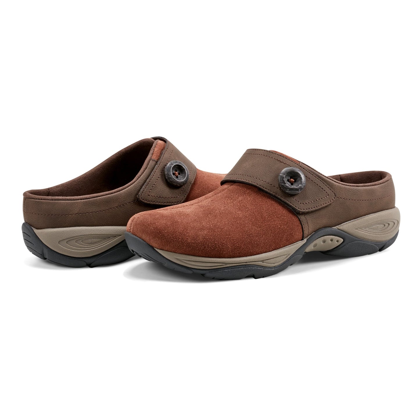 Easy Spirit Edline Slip On Casual Clogs - Brown Suede