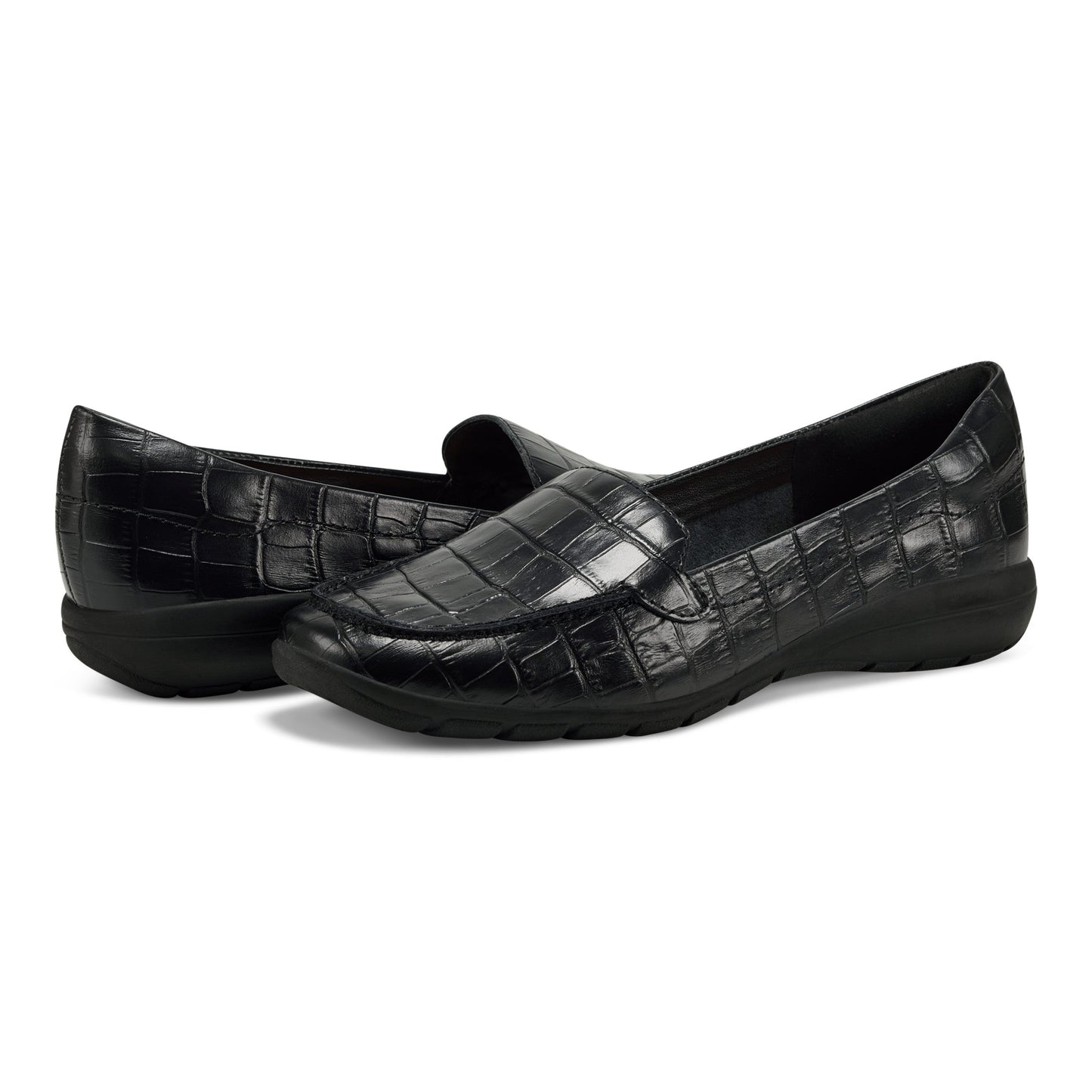 Easy Spirit Abide Croco Print Casual Flats - Black Croco Print