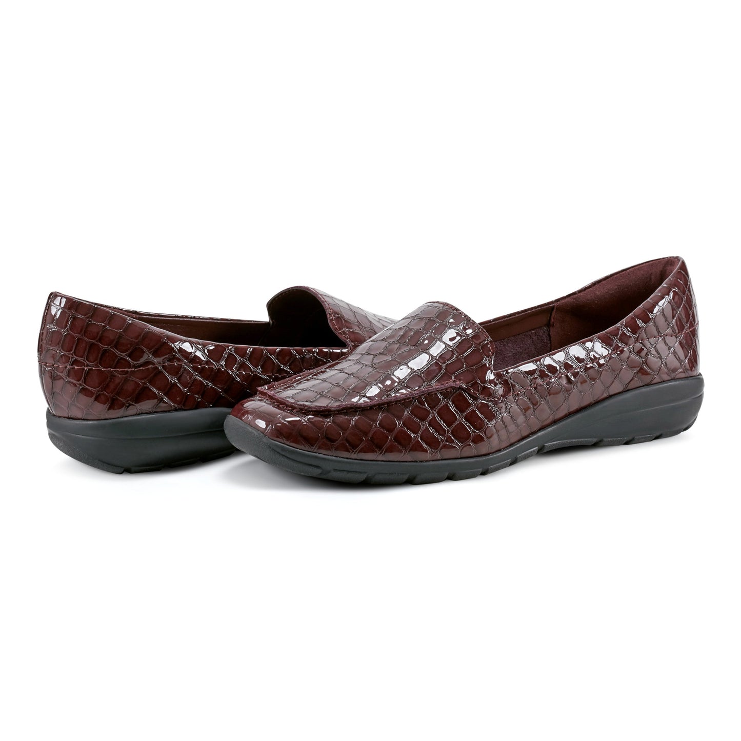 Easy Spirit Abide Casual Flats - Plum Patent Leather Croco