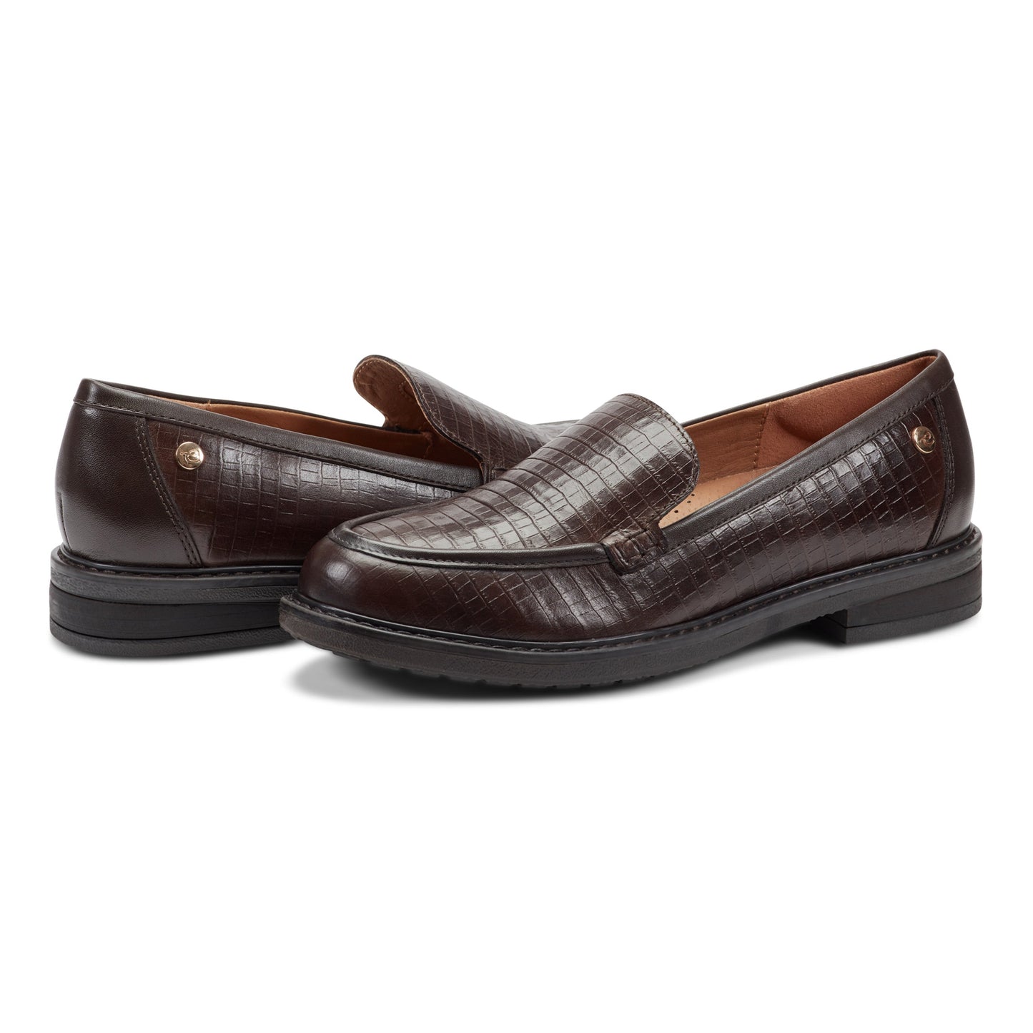 Easy Spirit Jaylin Casual Loafers - Dark Brown Croco Leather