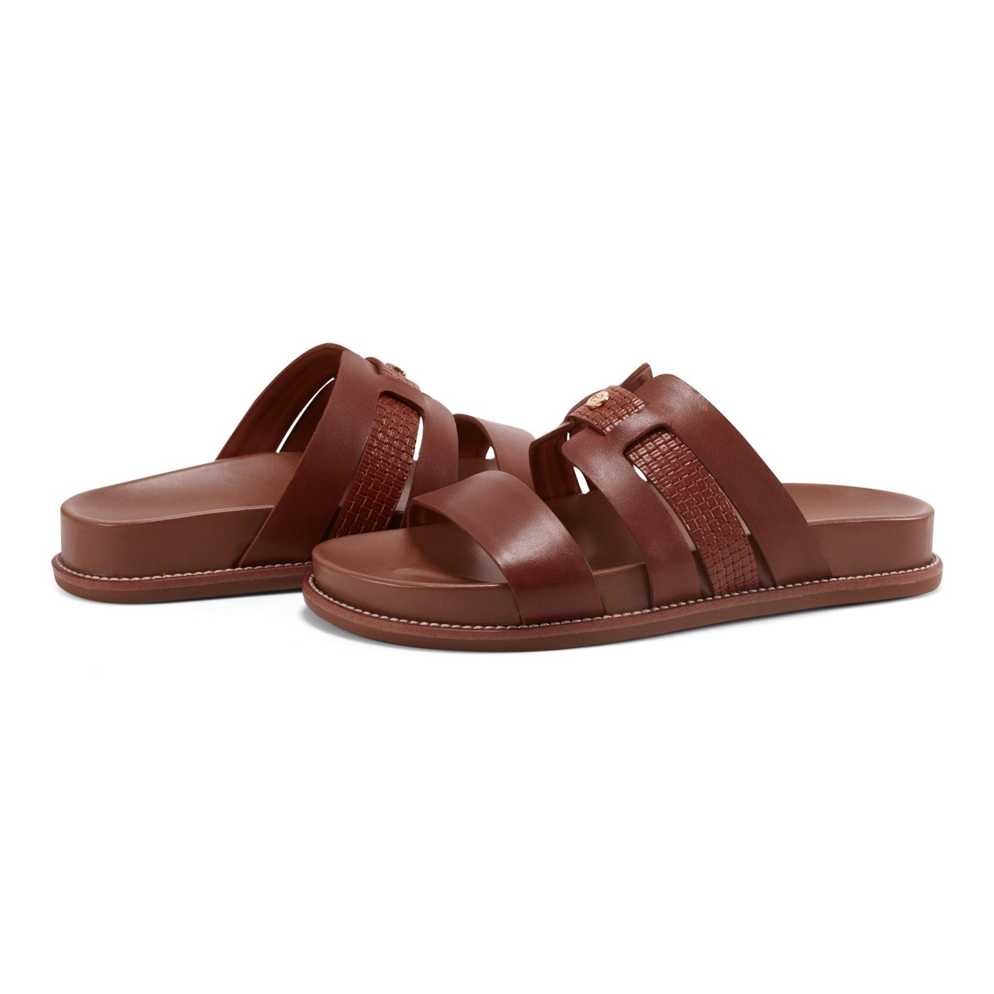 Easy Spirit Trevin Footbed Sandals - Brown Leather