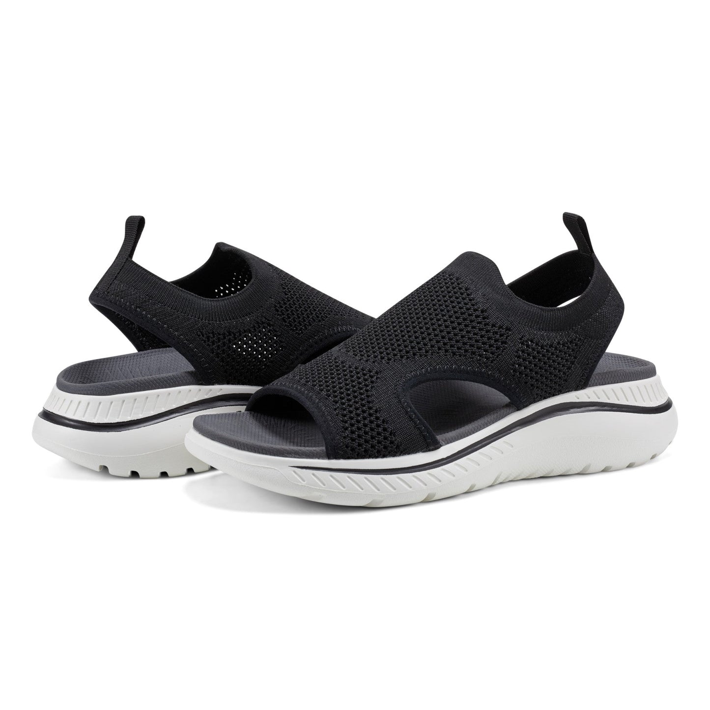 Easy Spirit Alma Slip On Wedge Sandals - Black
