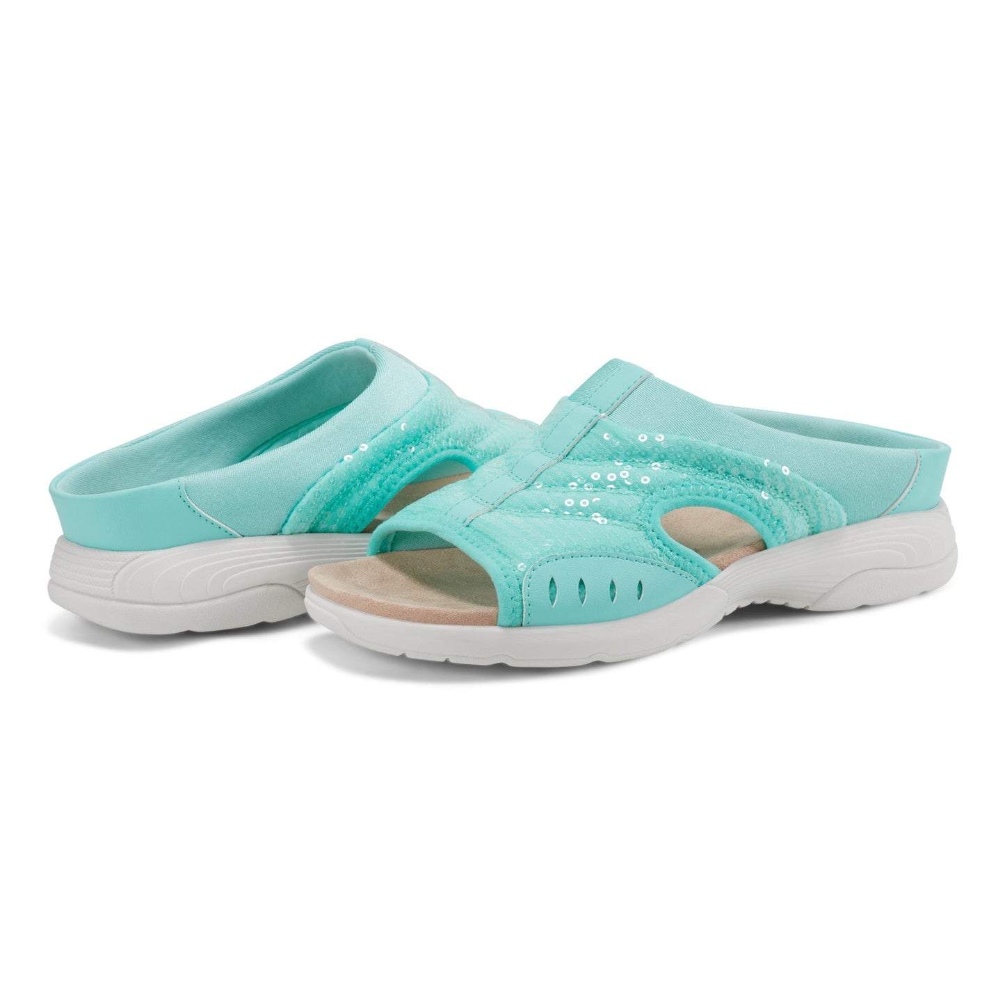 Easy Spirit Traciee Slip On Sandals - Teal Sequin