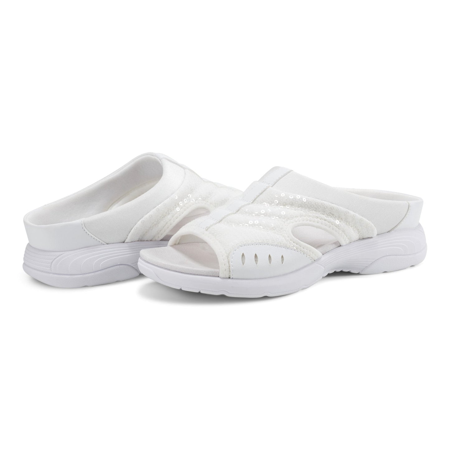 Easy Spirit Traciee Slip On Sandals - White Sequin