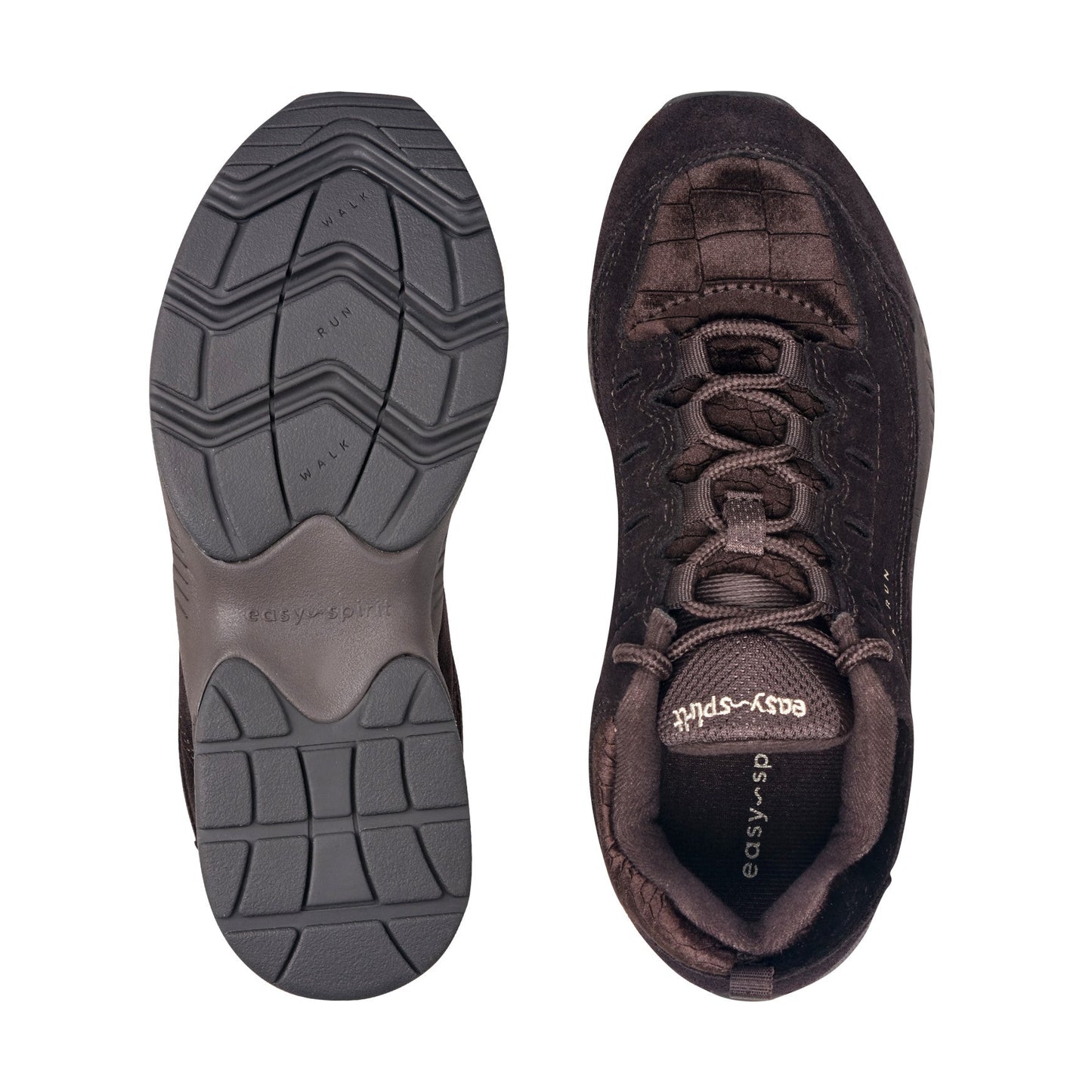 Easy Spirit Romy Walking Shoes - Dark Brown Suede