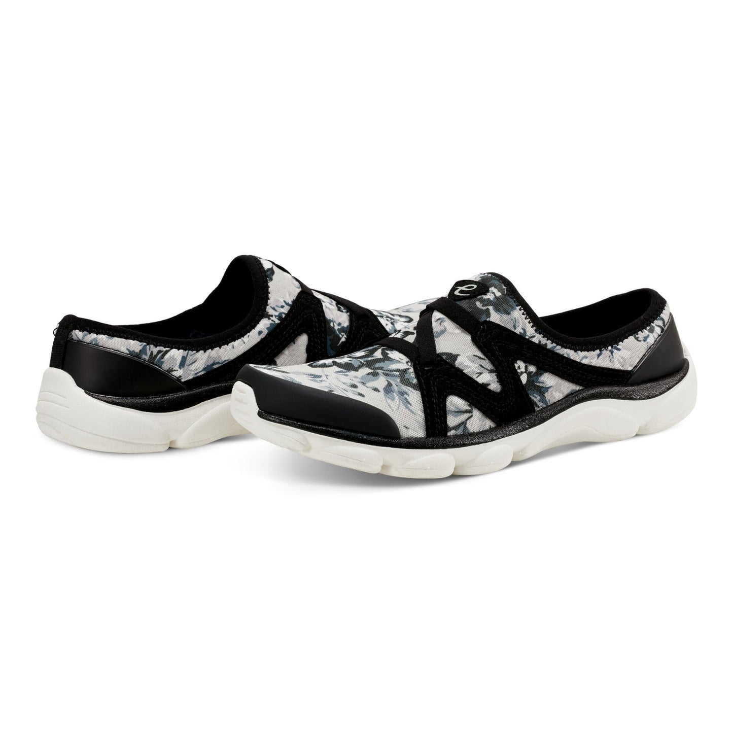 Easy Spirit Riptide Clogs - Black/White Floral