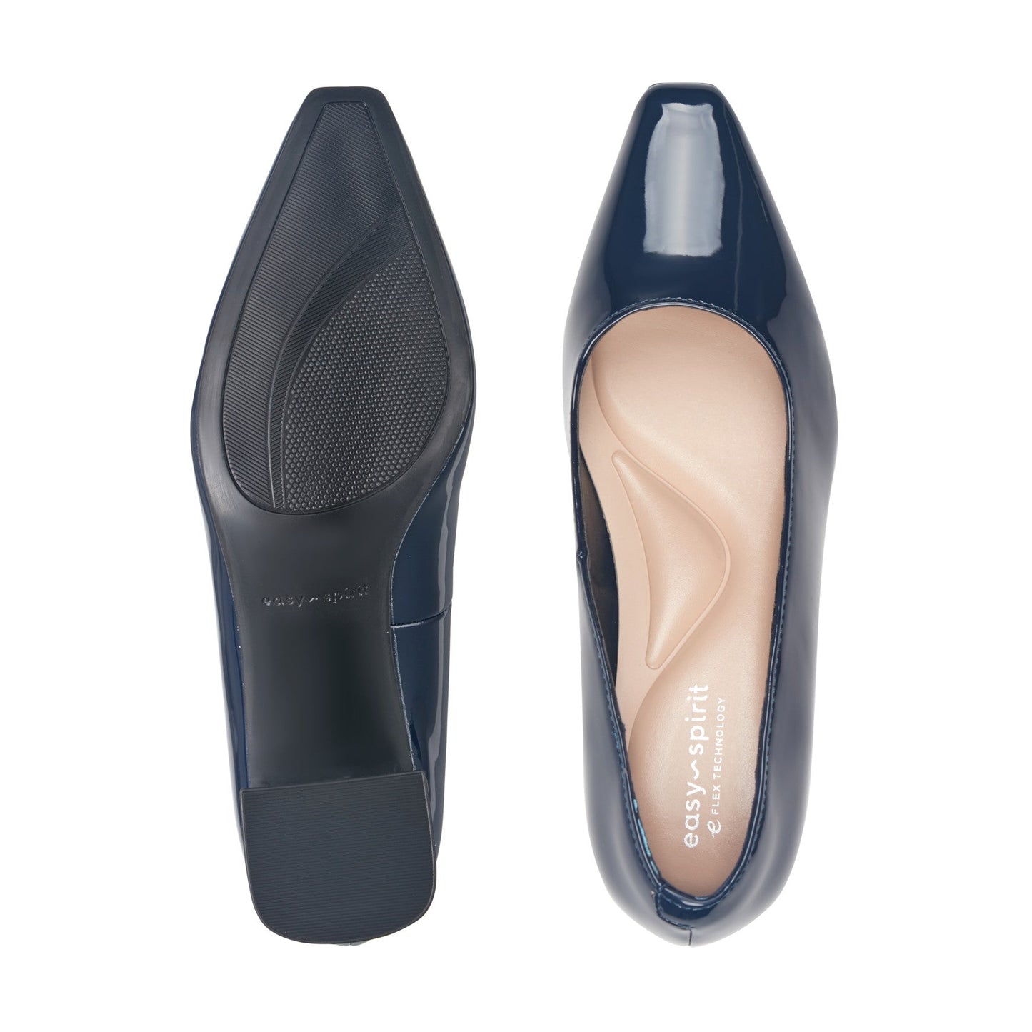 Easy Spirit Dorian Block Heel Pumps - Navy Patent