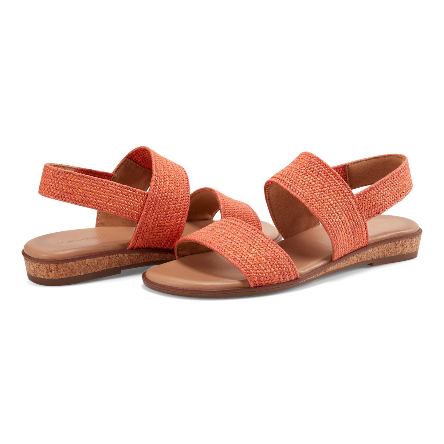 Easy Spirit Lana Flat Sandals - Orange Raffia