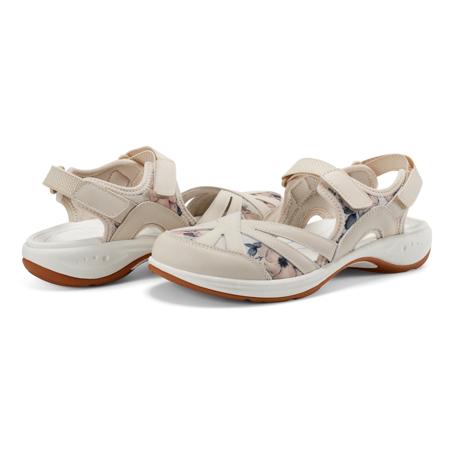Easy Spirit Splash Flat Hiking Sandals - Ivory Floral