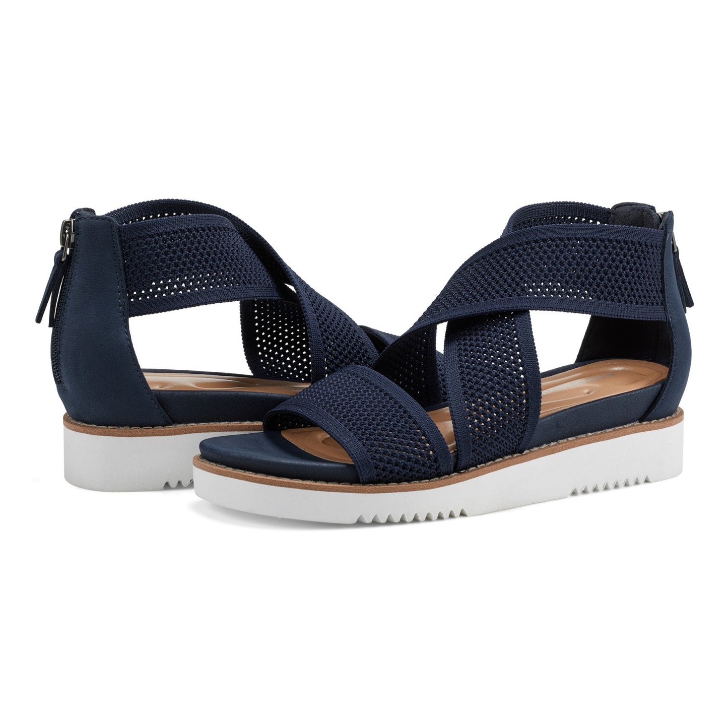 Easy Spirit Wander Flat Sandals - Navy Knit