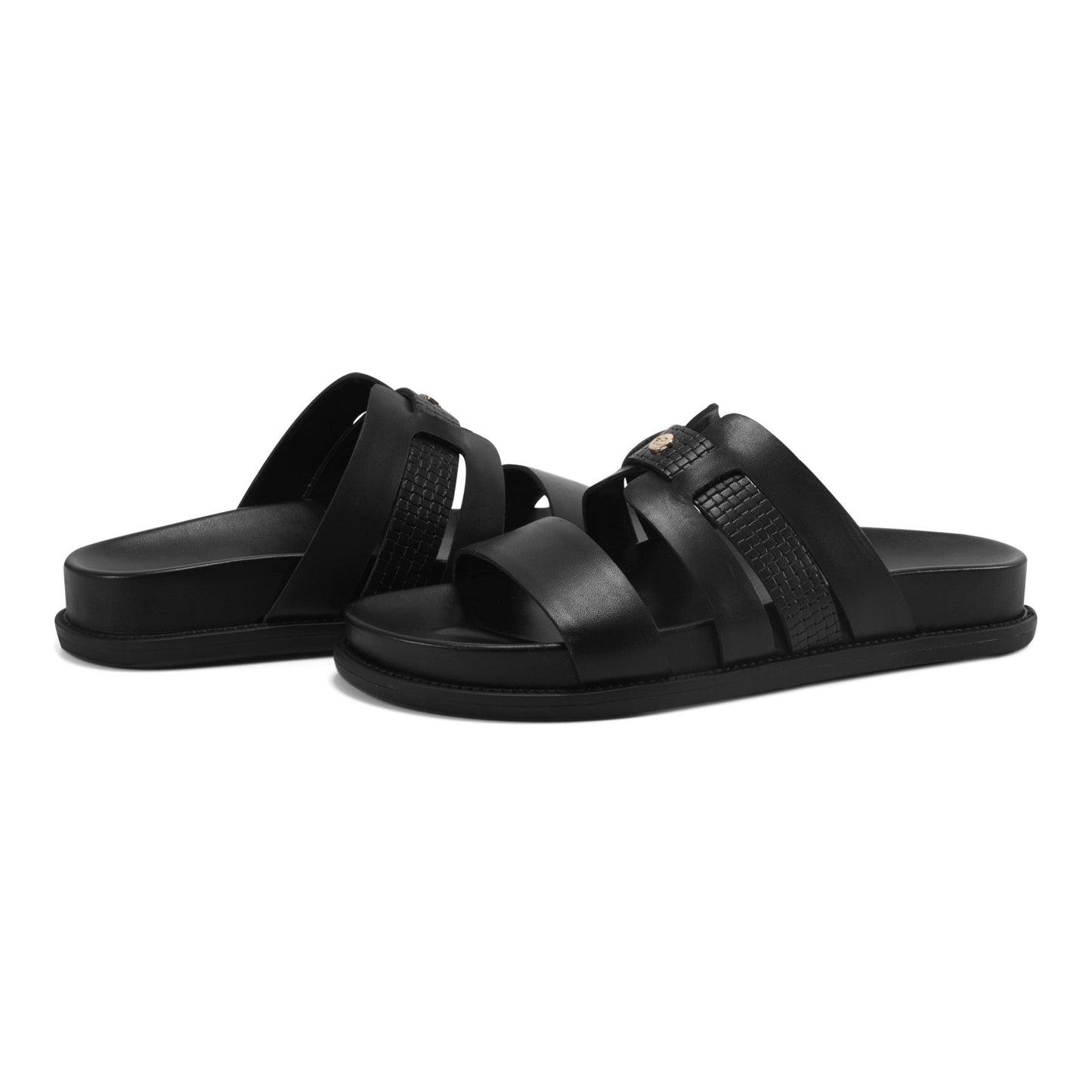 Easy Spirit Trevin Footbed Sandals - Black Leather