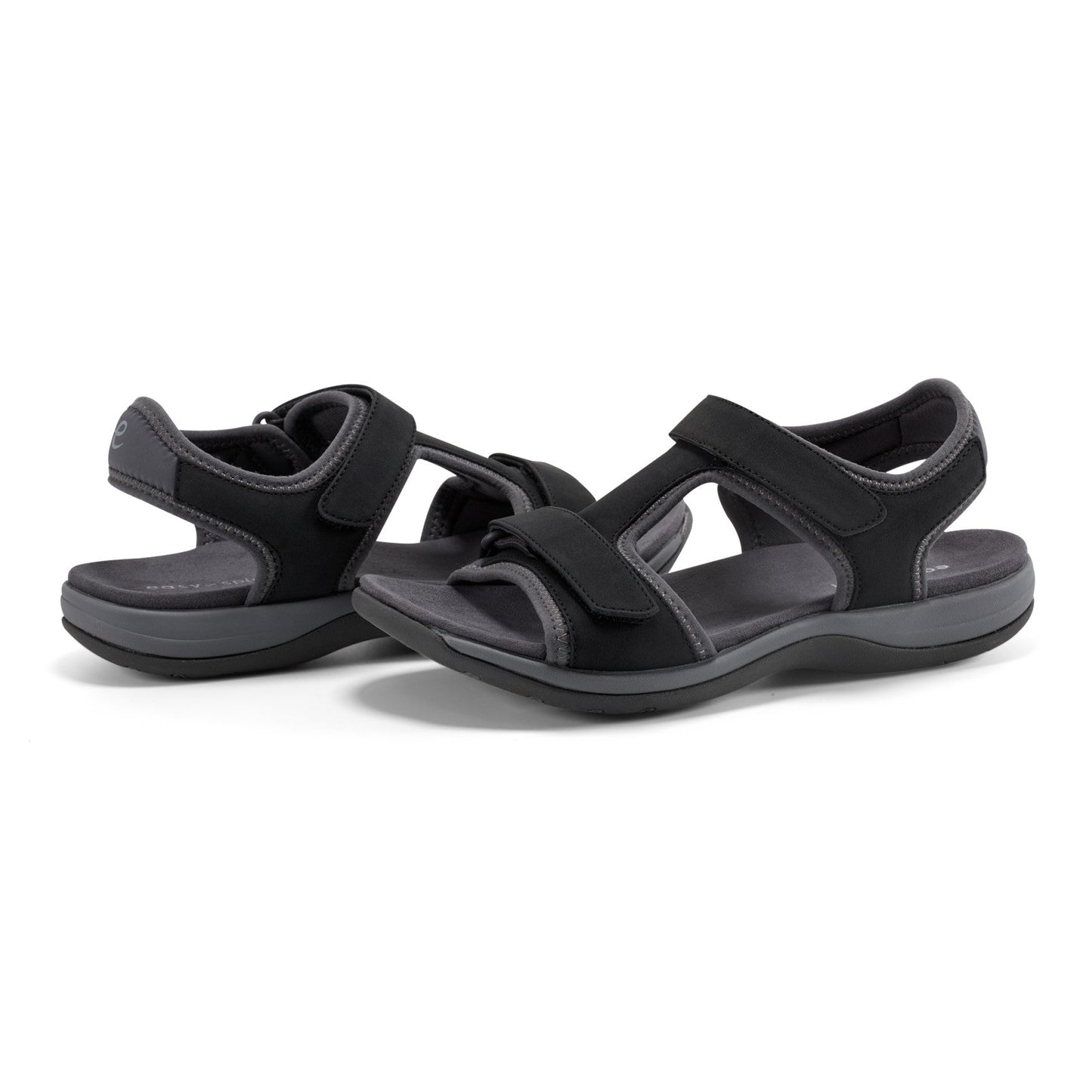 Easy Spirit Saffy Flat Sandals - Black