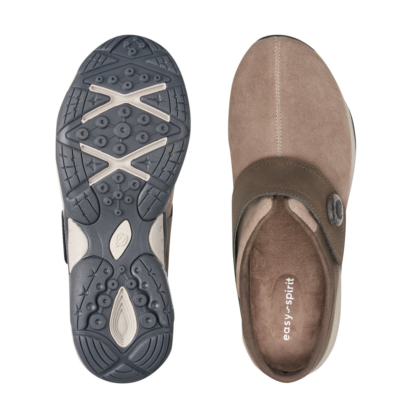 Easy Spirit Edline Slip On Casual Clogs - Taupe/Brown Suede