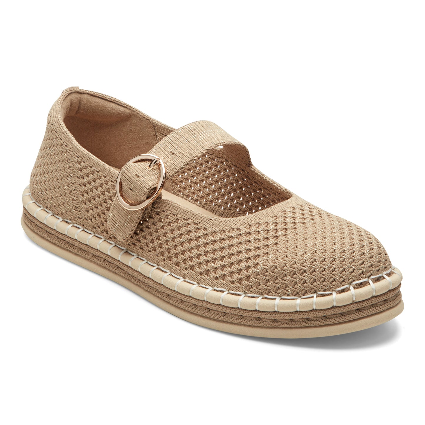 Easy Spirit Francene Mary Jane Espadrilles - Gold Knit