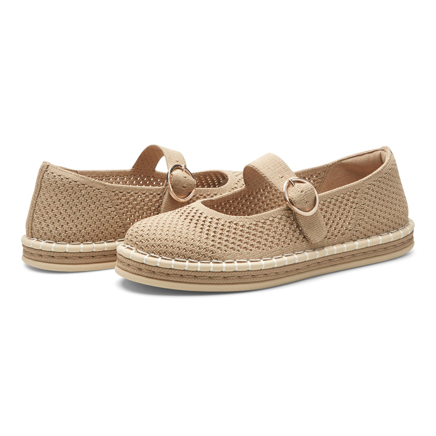 Easy Spirit Francene Mary Jane Espadrilles - Gold Knit