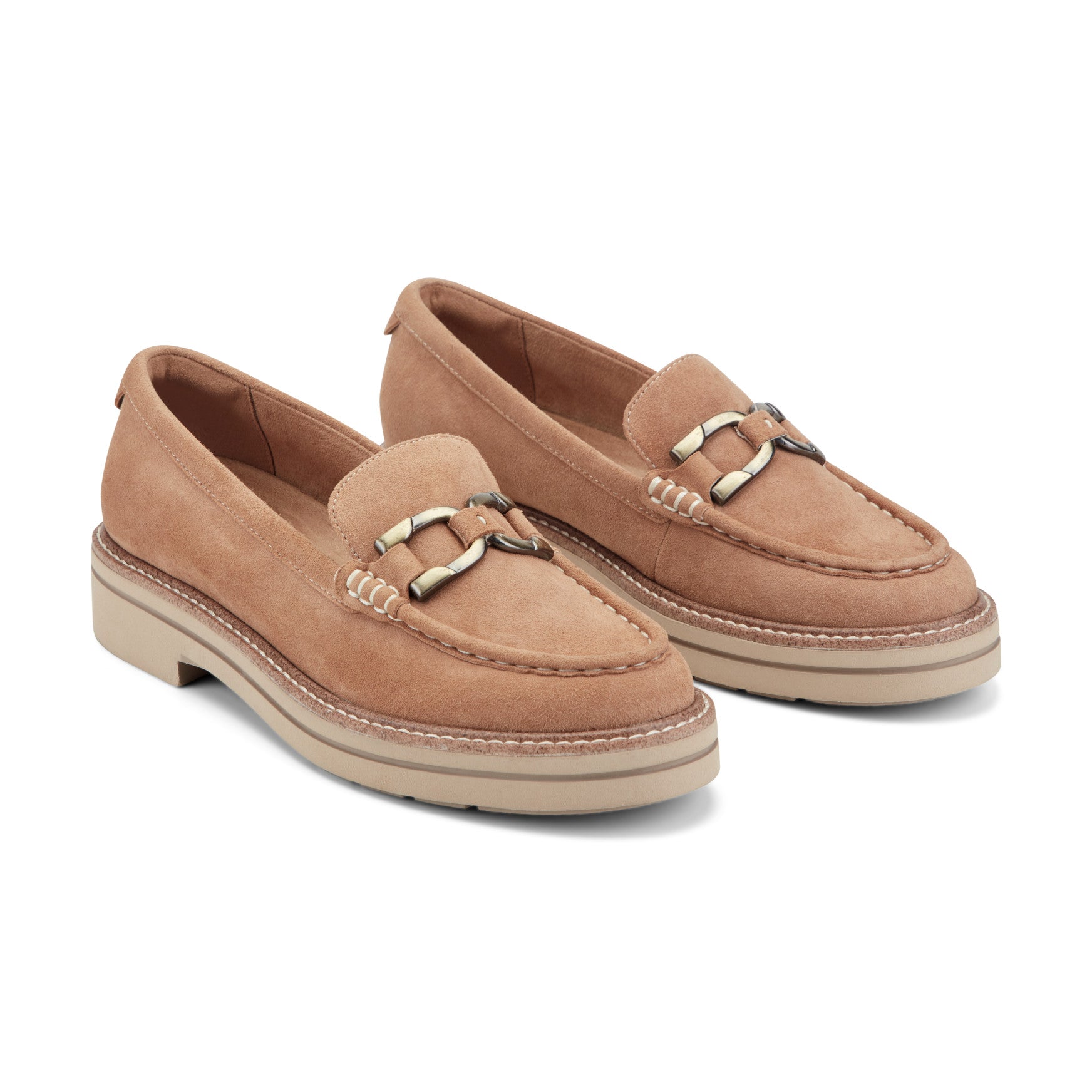 Easy Spirit Zaira Casual Horsebit Loafers - Medium Brown Leather