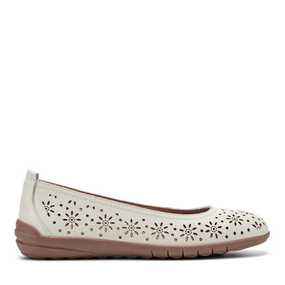 Easy Spirit Araceli Leather Ballet Flats - Ivory Leather