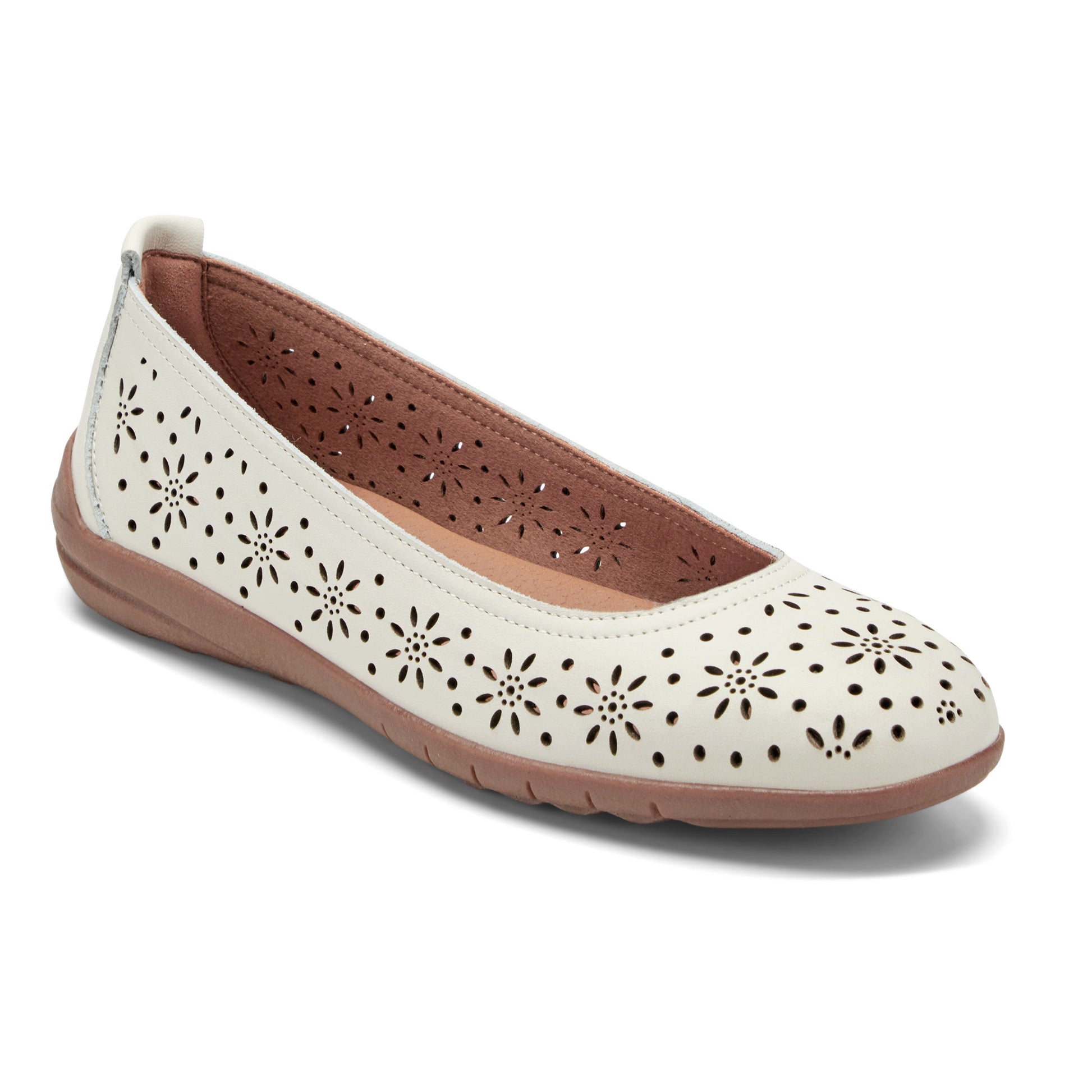 Easy Spirit Araceli Leather Ballet Flats - Ivory Leather