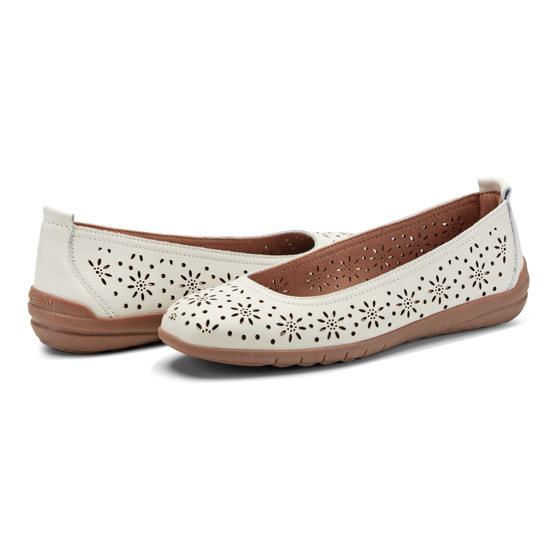 Easy Spirit Araceli Leather Ballet Flats - Ivory Leather