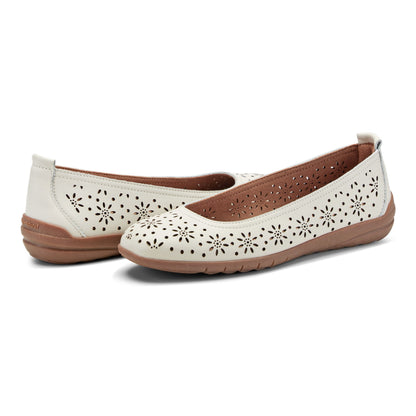 Easy Spirit Araceli Leather Ballet Flats - Ivory Leather