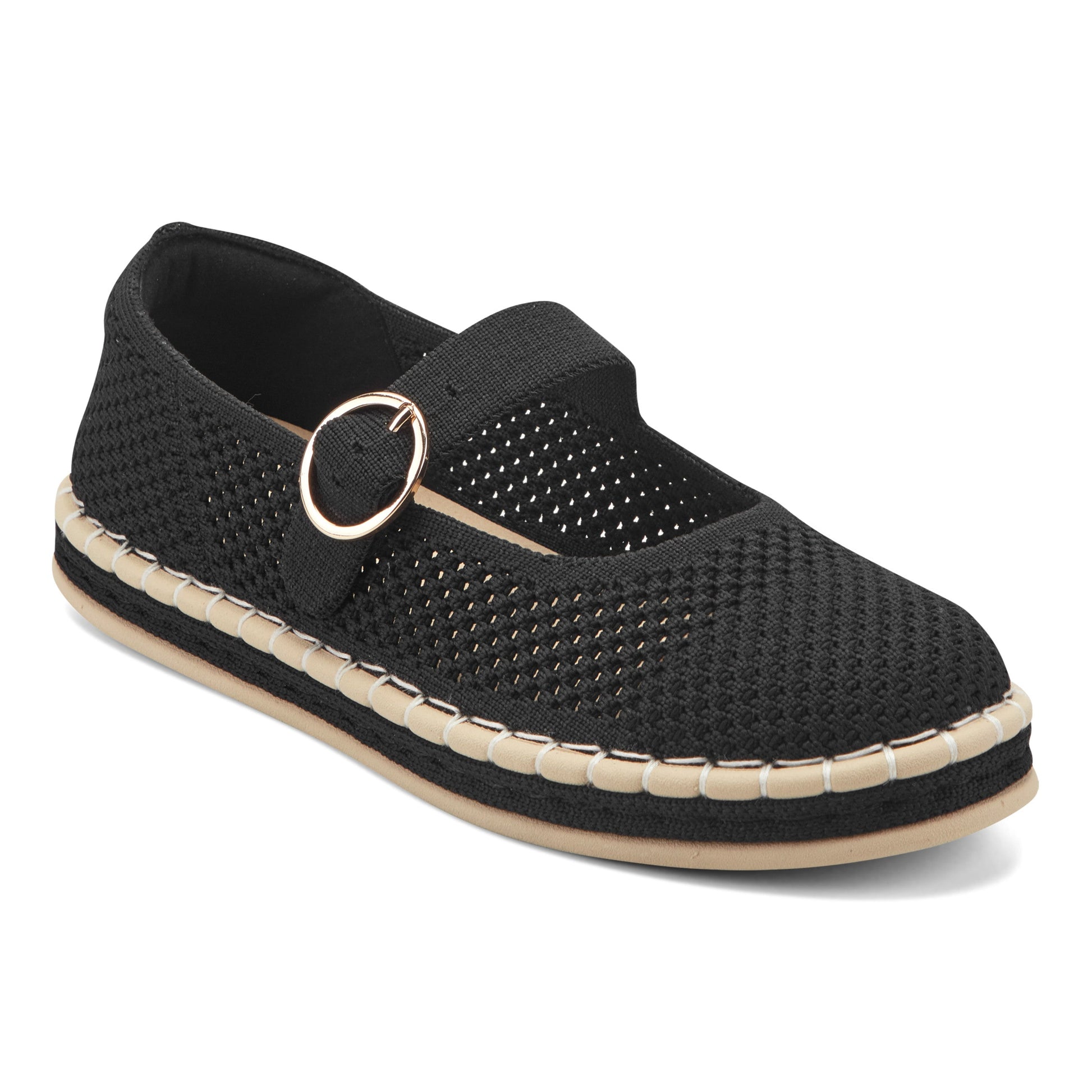 Easy Spirit Francene Mary Jane Espadrilles - Black Knit