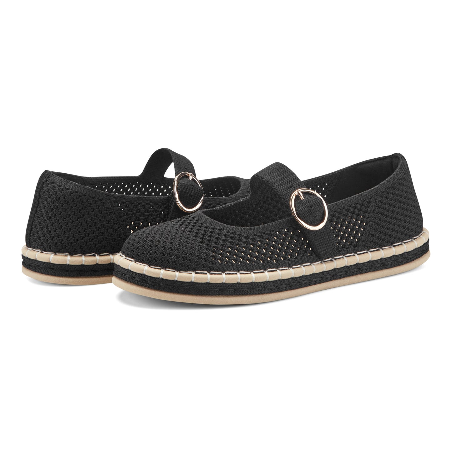 Easy Spirit Francene Mary Jane Espadrilles - Black Knit