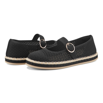 Easy Spirit Francene Mary Jane Espadrilles - Black Knit