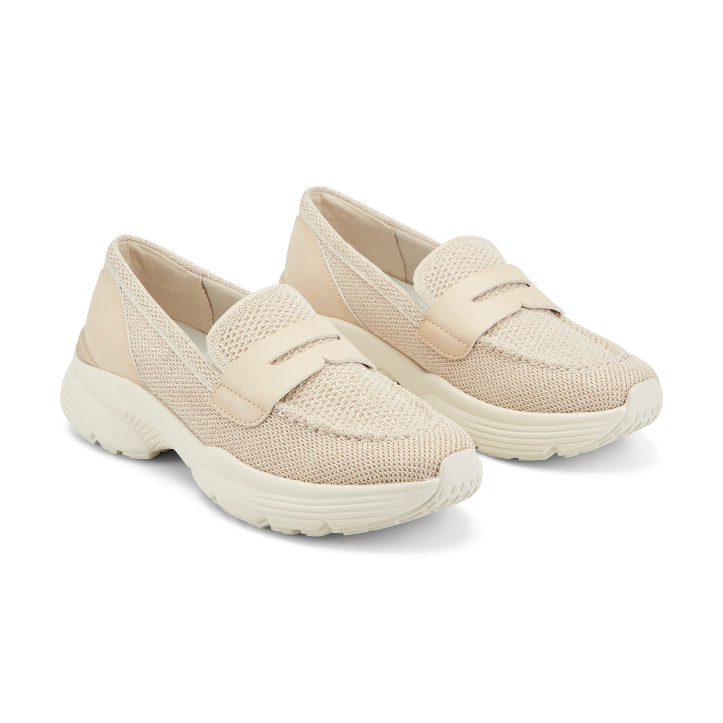 Easy Spirit Morgen Sneaker Loafers - Light Natural Knit/Light Natural