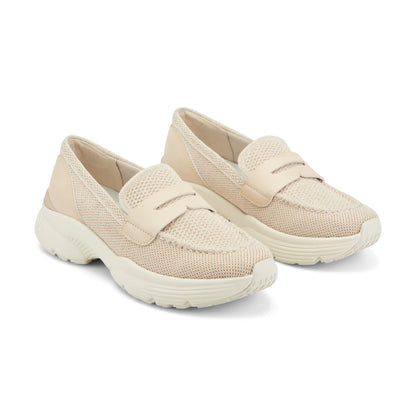 Easy Spirit Morgen Sneaker Loafers - Light Natural Knit/Light Natural