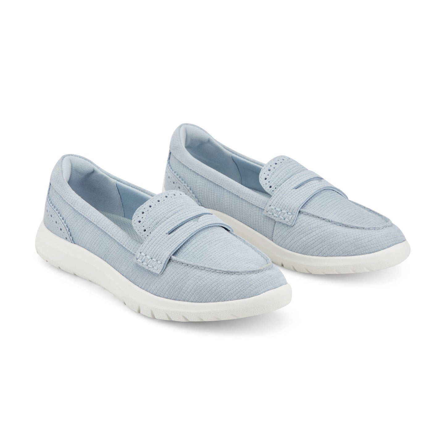 Easy Spirit Ryla Casual Penny Loafer - Embossed Light Blue Suede