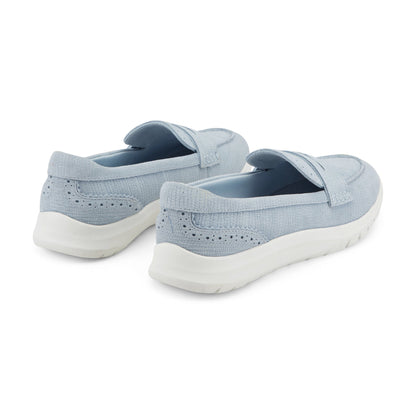 Easy Spirit Ryla Casual Penny Loafer - Embossed Light Blue Suede