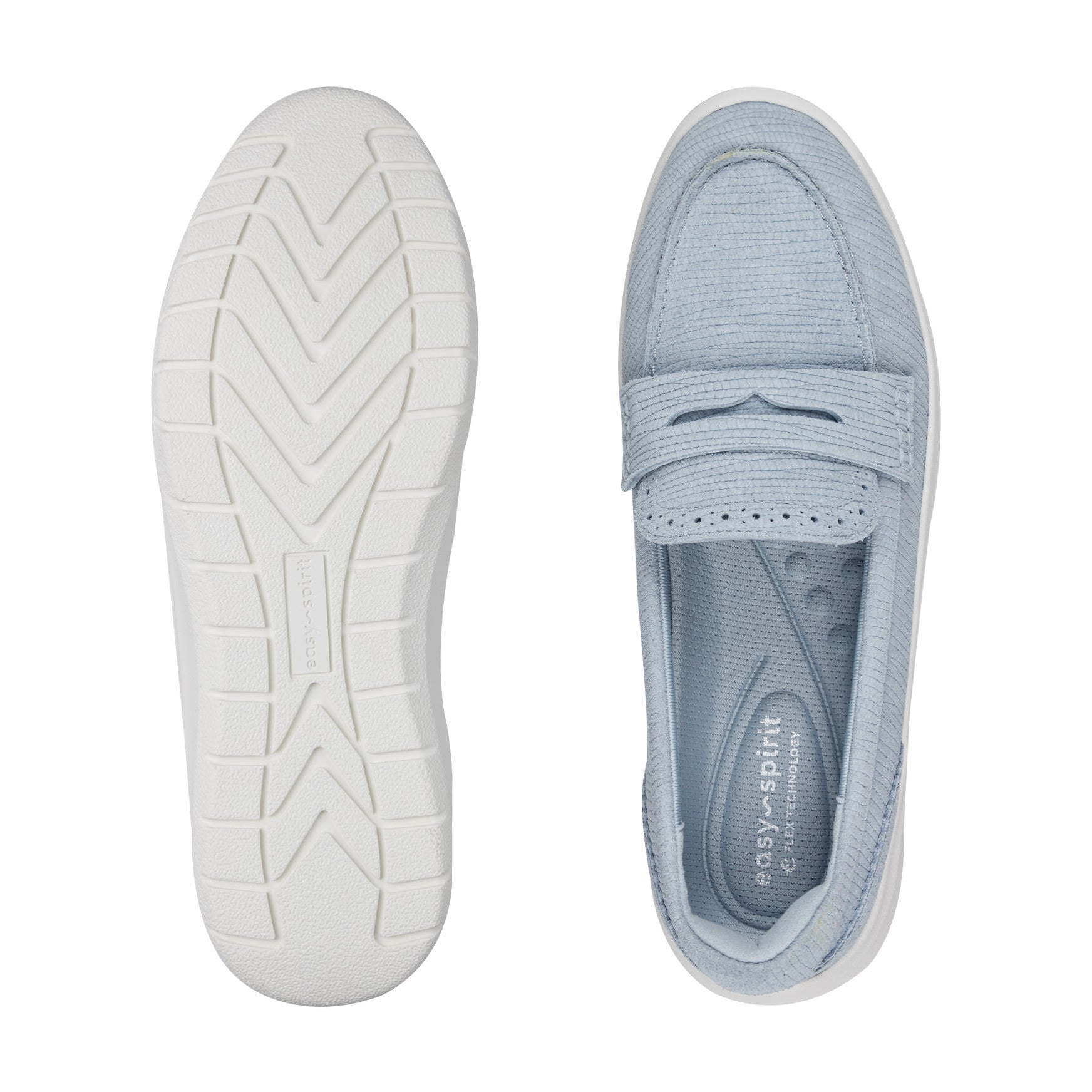 Easy Spirit Ryla Casual Penny Loafer - Embossed Light Blue Suede