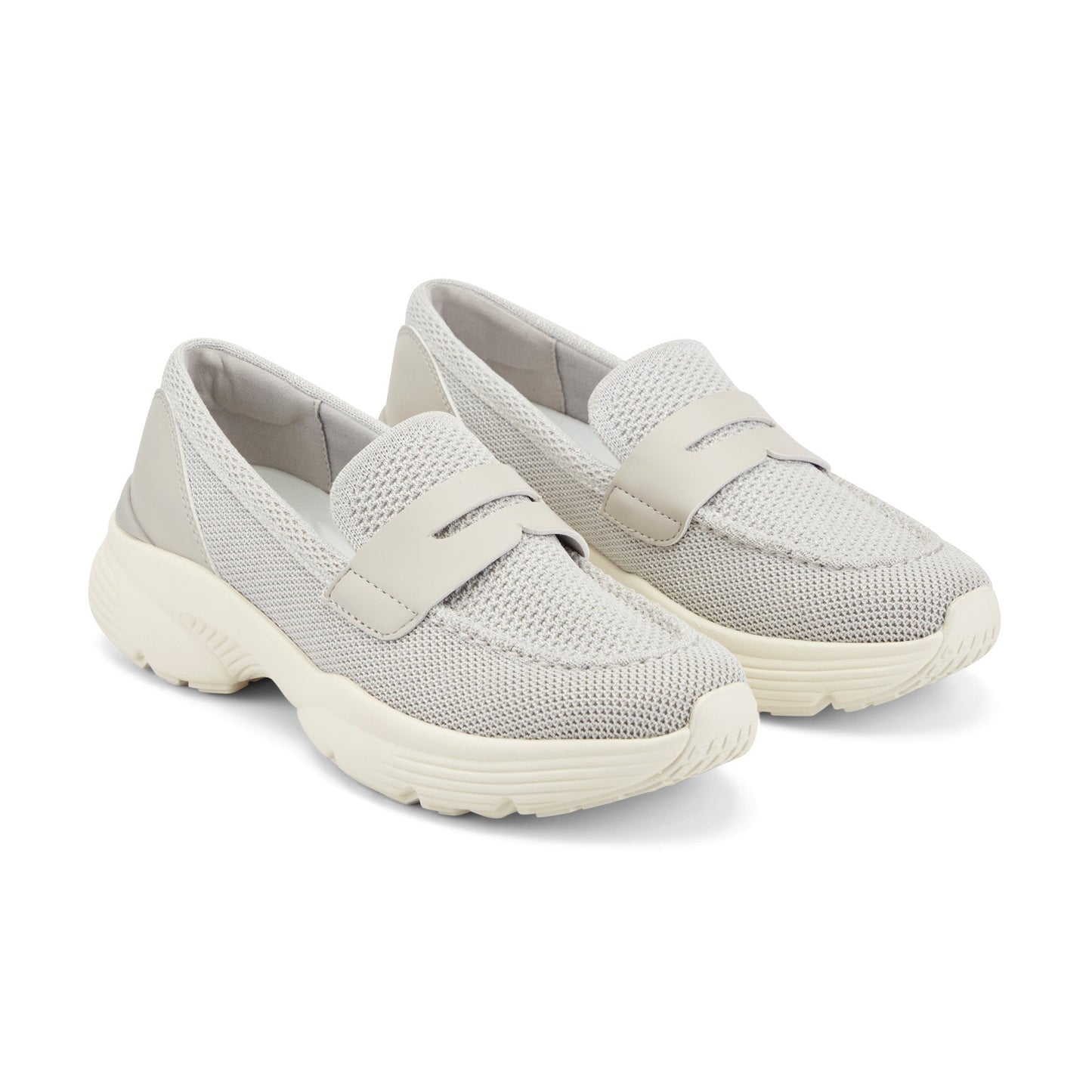 Easy Spirit Morgen Sneaker Loafers - Light Grey Knit/Grey