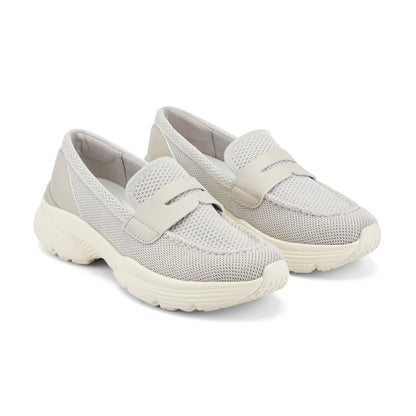Easy Spirit Morgen Sneaker Loafers - Light Grey Knit/Grey