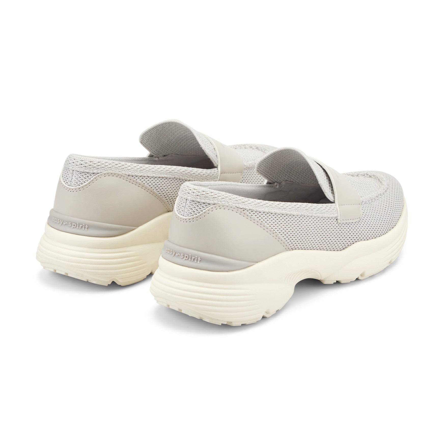 Easy Spirit Morgen Sneaker Loafers - Light Grey Knit/Grey