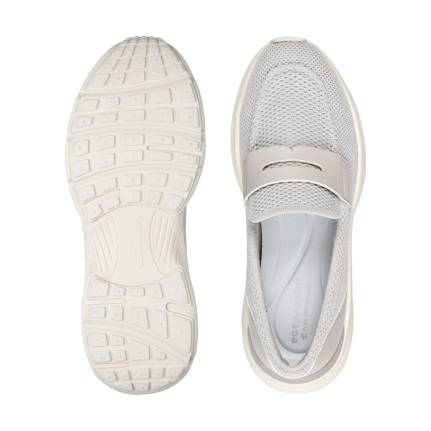 Easy Spirit Morgen Sneaker Loafers - Light Grey Knit/Grey