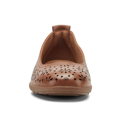 Easy Spirit Araceli Leather Ballet Flats - Medium Brown Leather