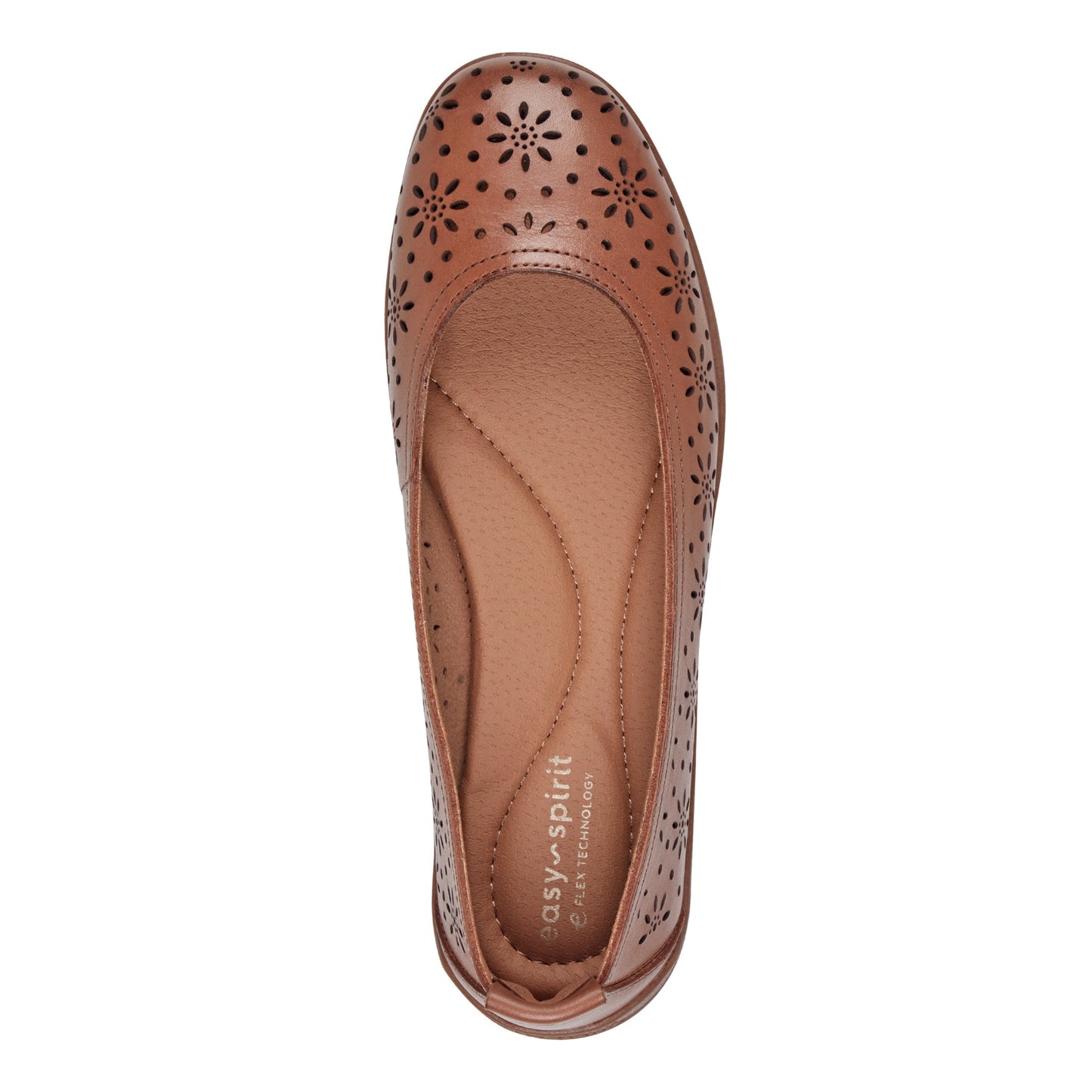 Easy Spirit Araceli Leather Ballet Flats - Medium Brown Leather