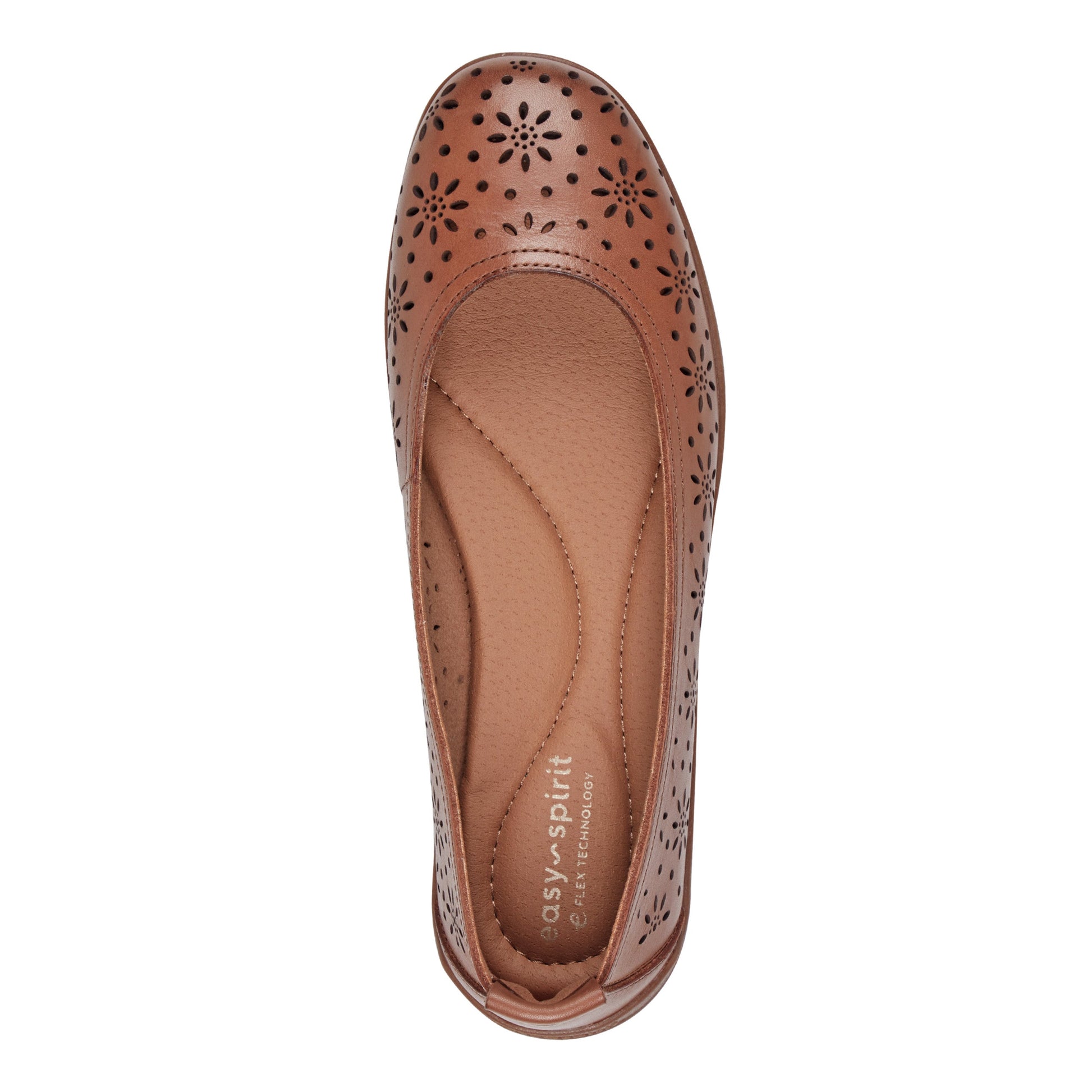 Easy Spirit Araceli Leather Ballet Flats - Medium Brown Leather
