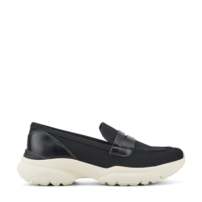 Easy Spirit Morgen Sneaker Loafers - Black Knit/Black