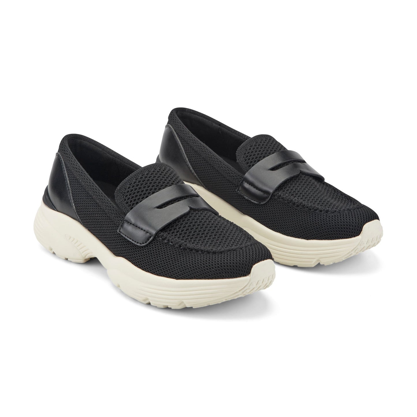 Easy Spirit Morgen Sneaker Loafers - Black Knit/Black